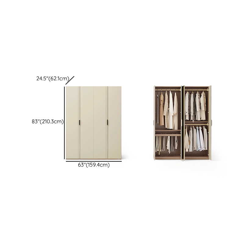 Beige Modish Wooden Armoire Cabinet with Soft Close Drawer, Soft Close Door, Interior Shelves, and Clothing Rod - image 8