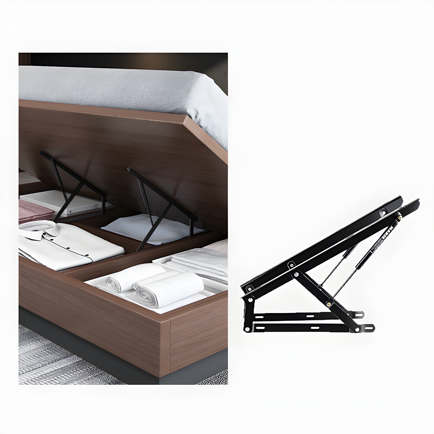 Lift Up Storage Platform Bed Contemporary Platform Bed Frame with Headboard - image 9