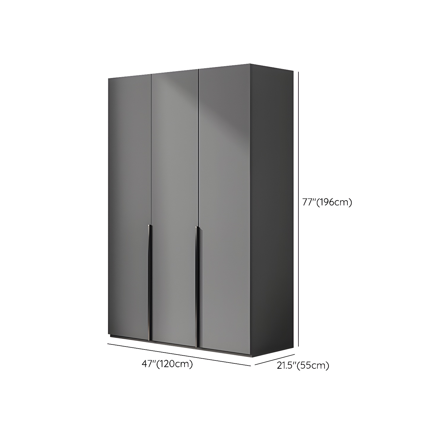 Contemporary Grey Storage Cabinet with Garment Rod Hinged Door Cabinet for Bedroom - image 17