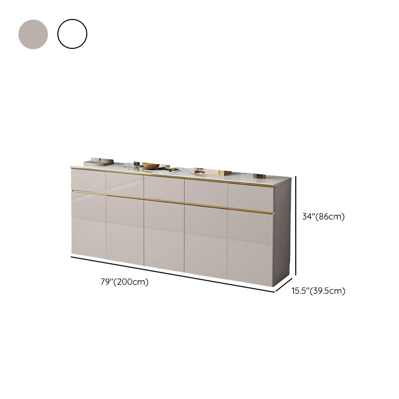 Elegant Standalone Sideboard with 5 Drawers, 5 Doors, and Faux Marble Countertop - image 14