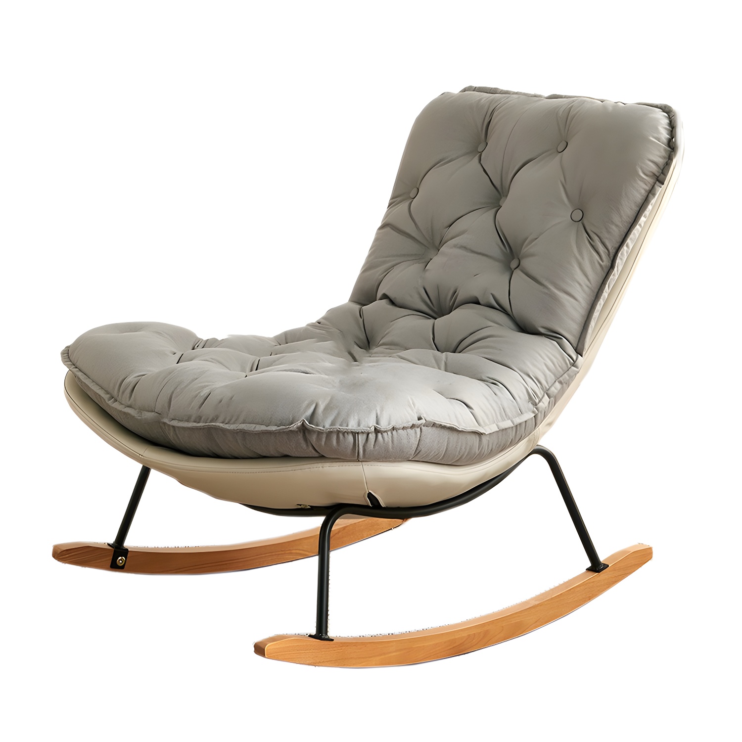 Stylish Modern Metal Rocking Chair with Tufted Upholstery and Stain-Resistant, Removable Cushions