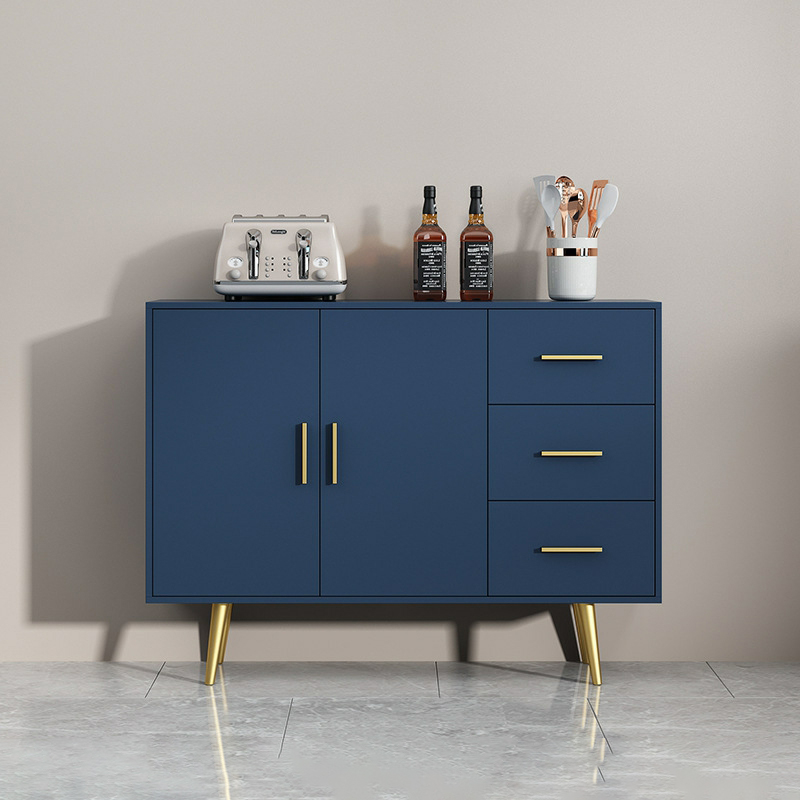 Floor Freestanding Buffet Table with Kitchen Appliance Storage for Living Room in a Glam Style