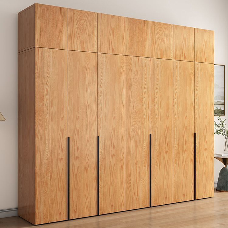 Natural Wood Freestanding Wardrobe Closet with Natural Doors - image 8