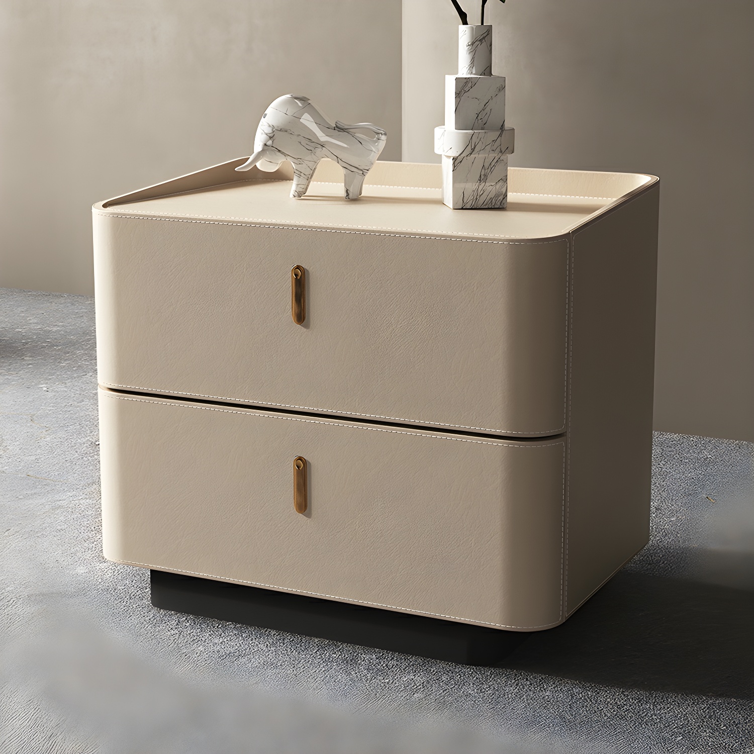 Modern Wood Grain Design Solid Wood Nightstands with Two Drawers - image 3
