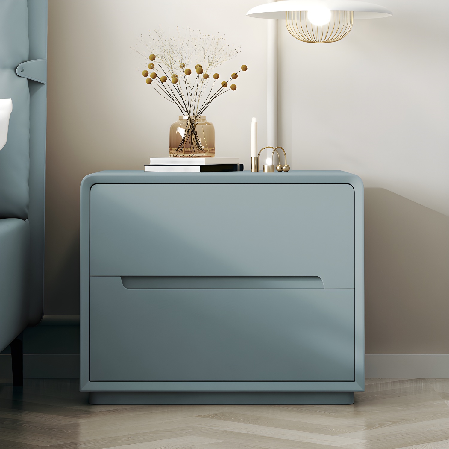 Modern Wood Drawer Nightstand for Small Spaces with 2 Drawers in Narrow Design - image 3