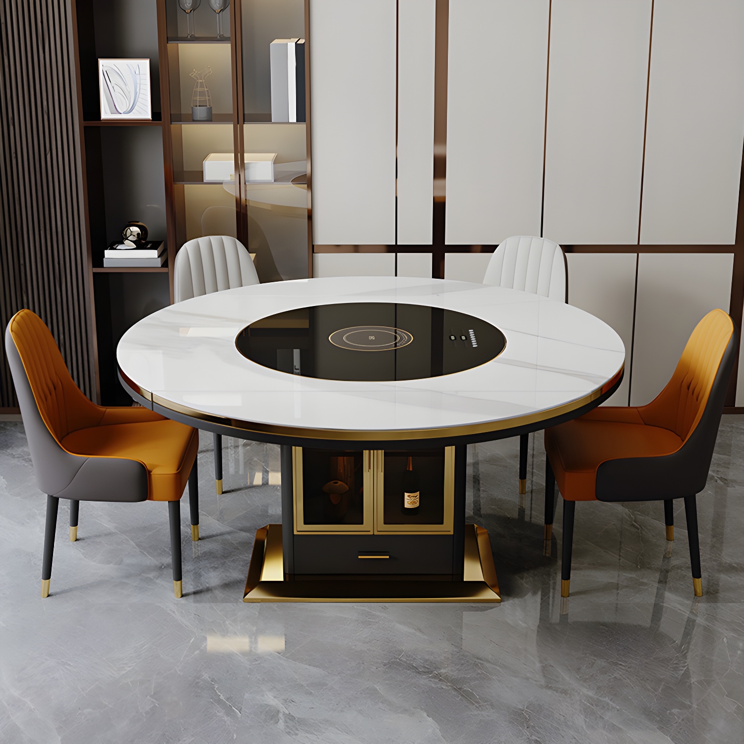 White Dining Table Set 1/5/7 Pcs Metal Dinette Set with Faux Leather Chairs - image 7