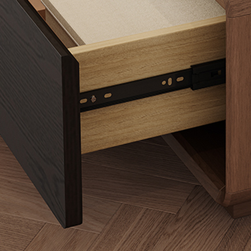 Mid-Century Modern Natural Wood TV Stand with Shelf, 2-Drawer, Hutch, and Cable Management - image 5