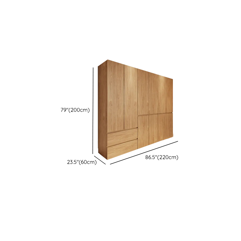 Wood Grain Minimalist Laminate Wardrobe Closet with Soft Close Drawer, Soft Close Door, Interior Shelves, and Clothing Rod - image 18
