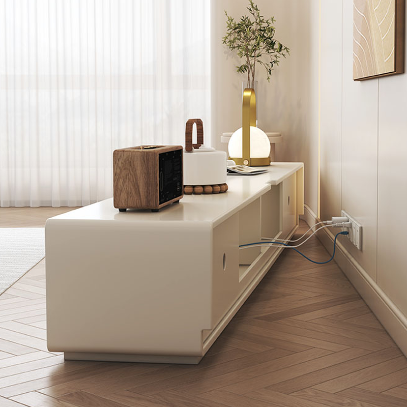 Simple White Lumber TV Stand with Cable Management & 3 Drawers/4 Drawers/6-Drawer - image 3