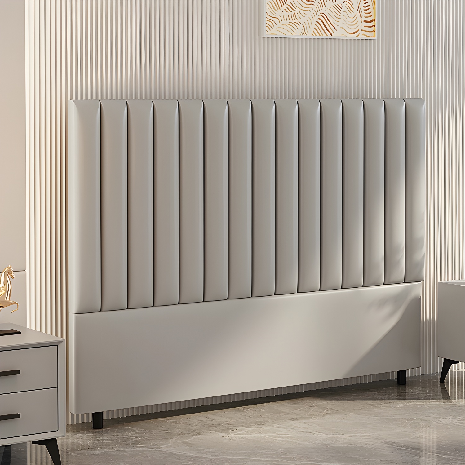 Pine Solid Wood Bed Headboard Freestanding Modern Leather Panel - image 4