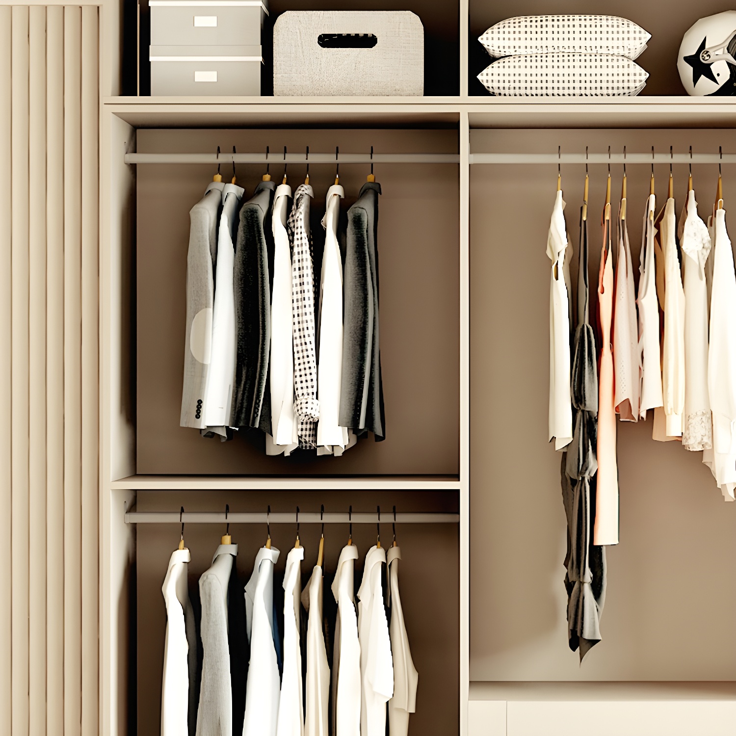 Modern Wardrobe Cabinet Engineered Wood with Garment Rod in White - image 4