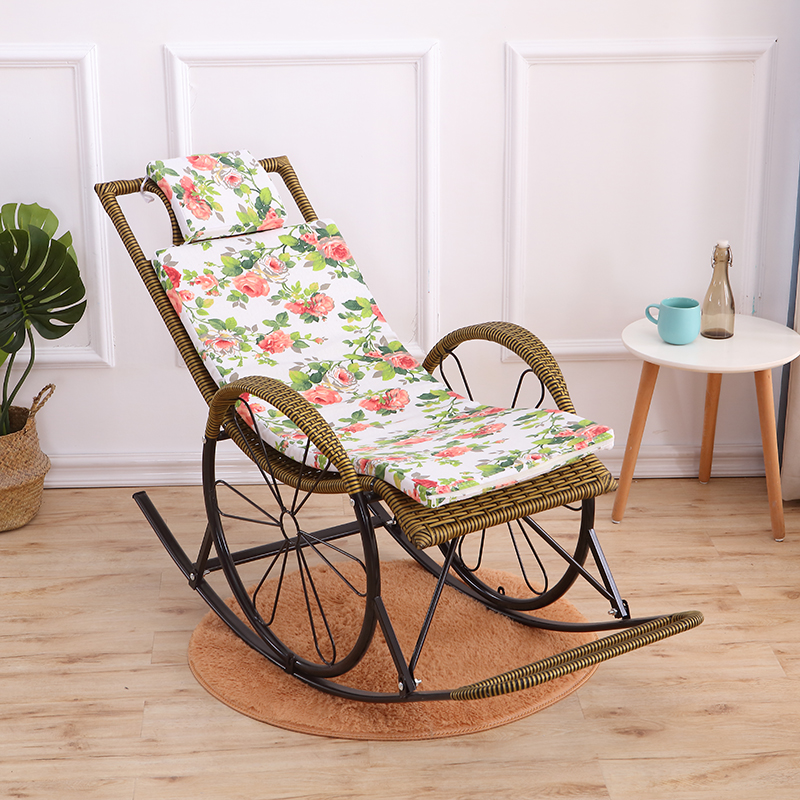 Old School Pecan/Light Green/Sand Cane Rocking Chair with Rear and Wagon Wheel Shaped Arms - image 4