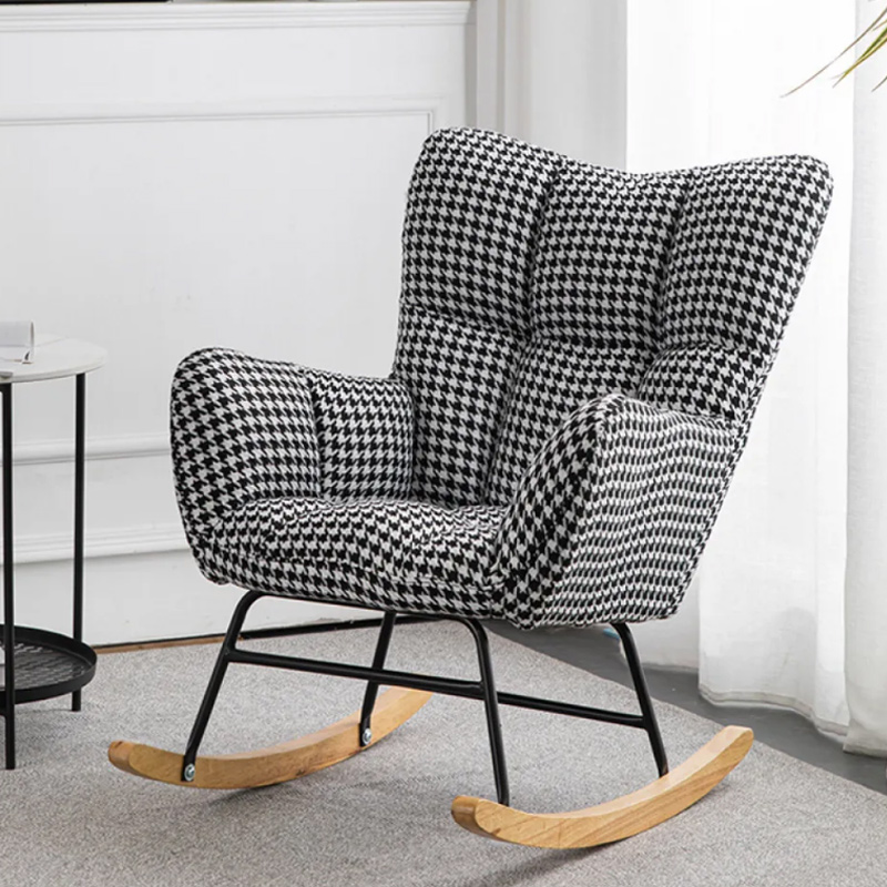Midnight Black/Olive Green/Lemon Color Ergonomic Stationary Rocking Chair Couch with Rear & Round Arm - image 9
