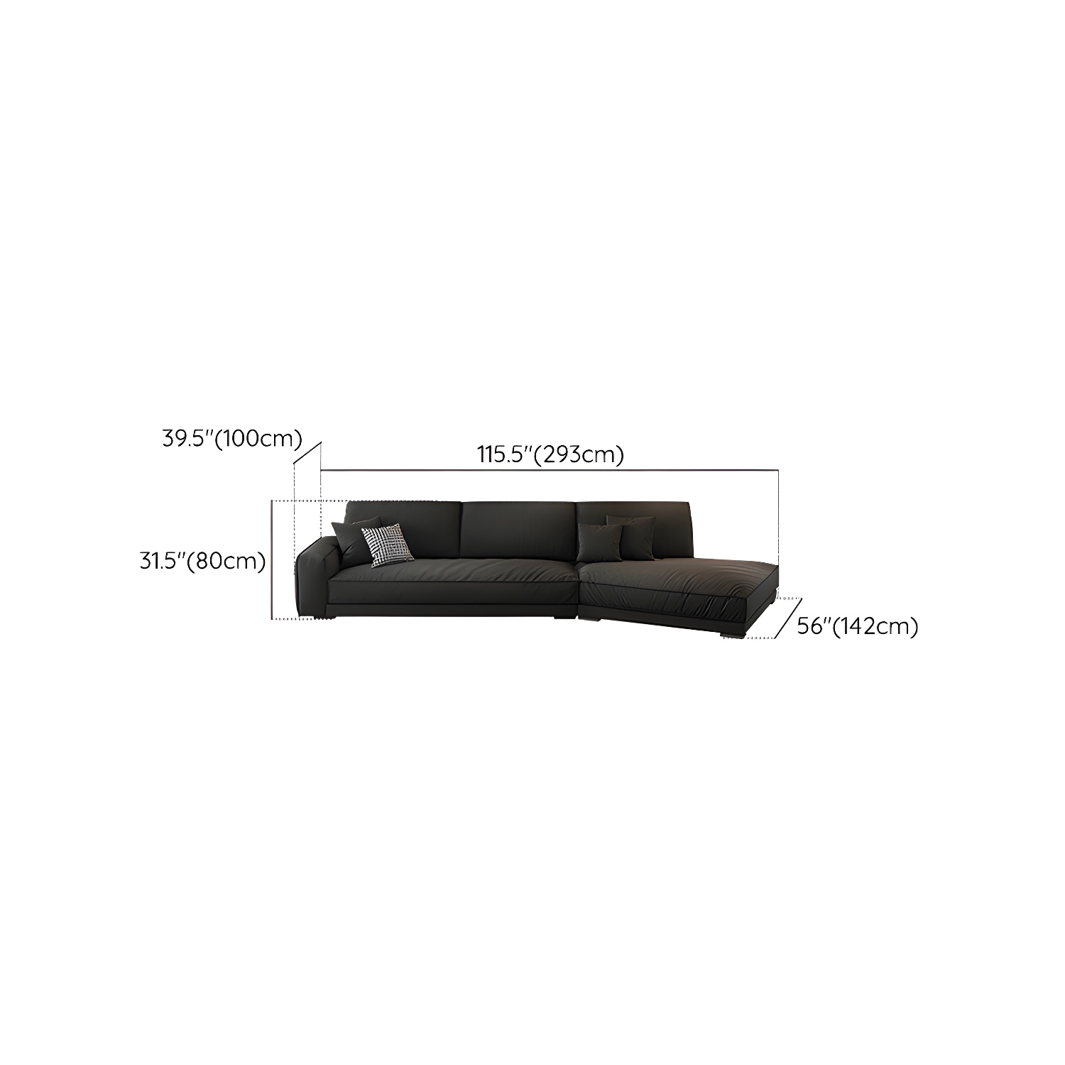 Modern Gray Polyester Blend Stationary Sectional Sofa with Square Arm and Cushion Back - image 14