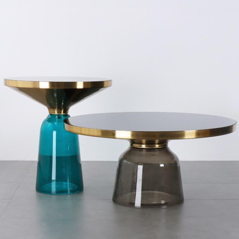 Simplistic Single Side Table with Hardened Glass and Plinth Base, Rounded Top - image 6