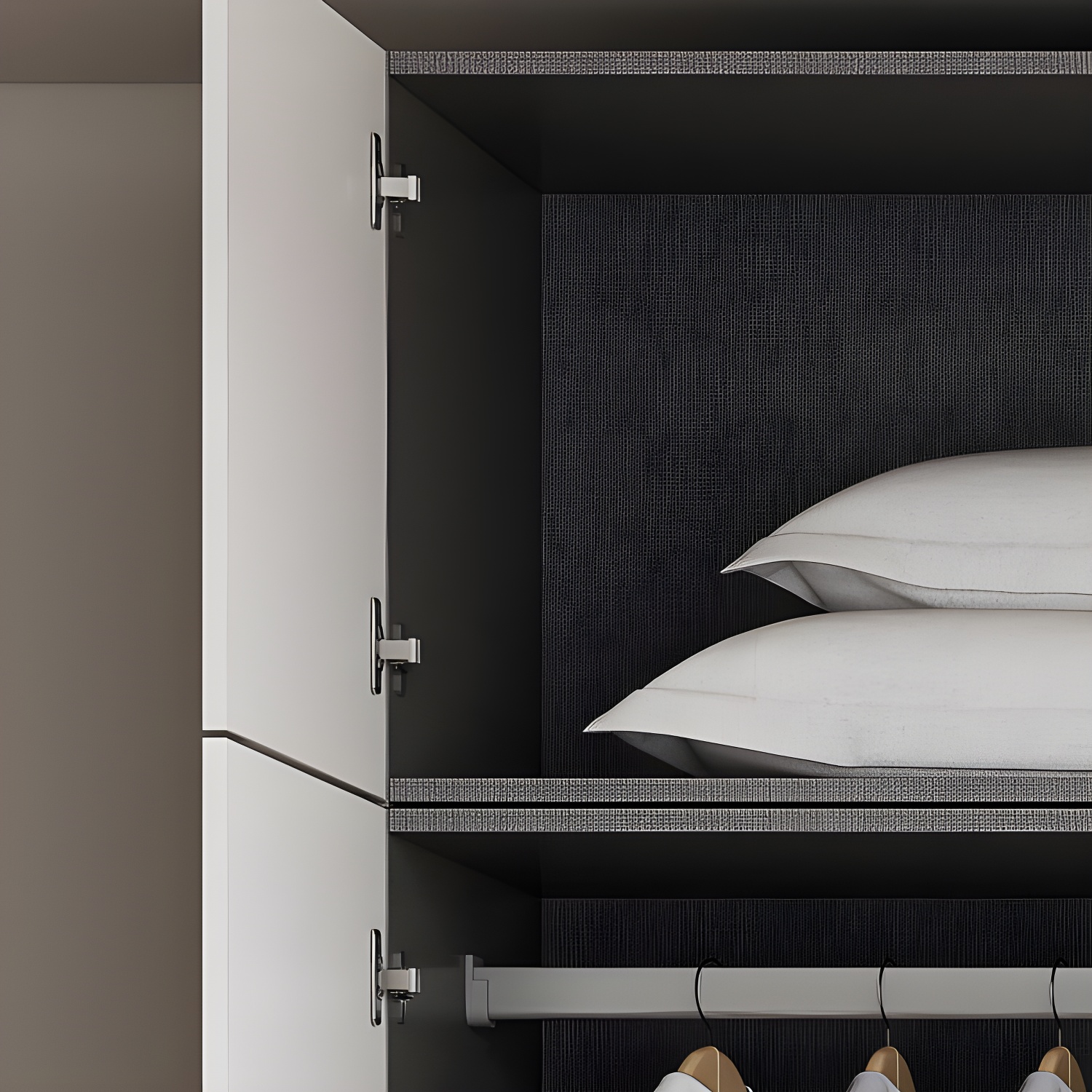 White Mirrored Finish Wardrobe Armoire Engineered Wood Wardrobe Cabinet - image 7