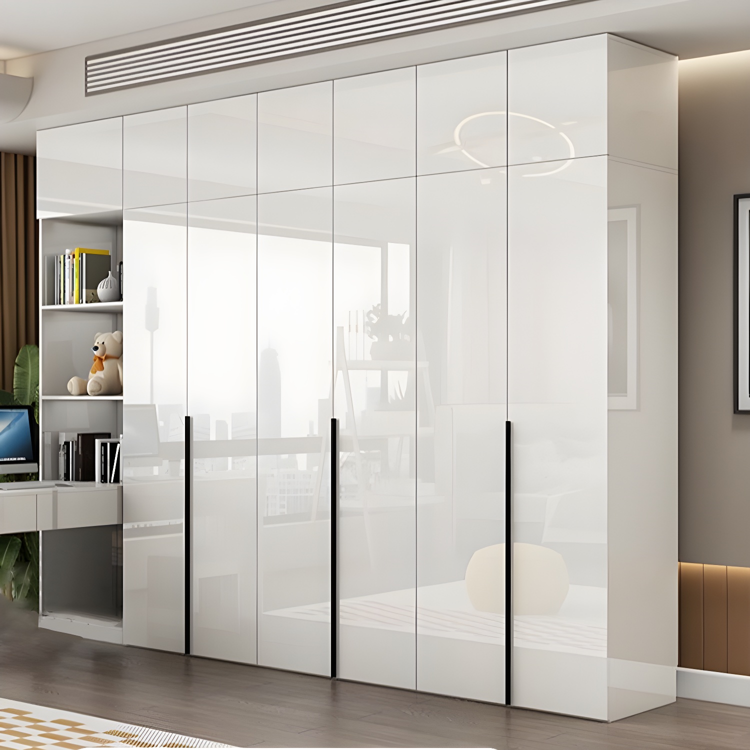 Modern White Wood Wardrobe Armoire - Drawers and Shelves Included - image 4