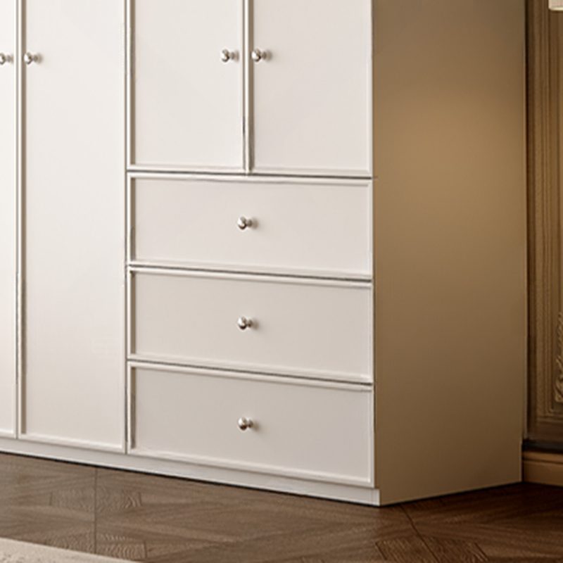 Chalk Modern Wooden Standalone Almirah with 3-Drawer, Interior Shelves, and Hanging Rod - image 6