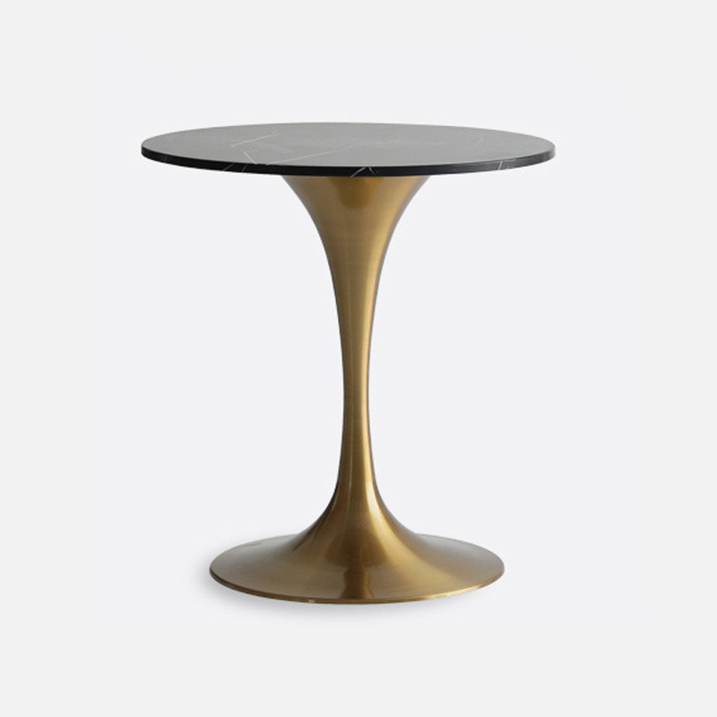 Standard Table Height Round Marble Stone Fixed Table for 2 in a Glamorous/Casual Style