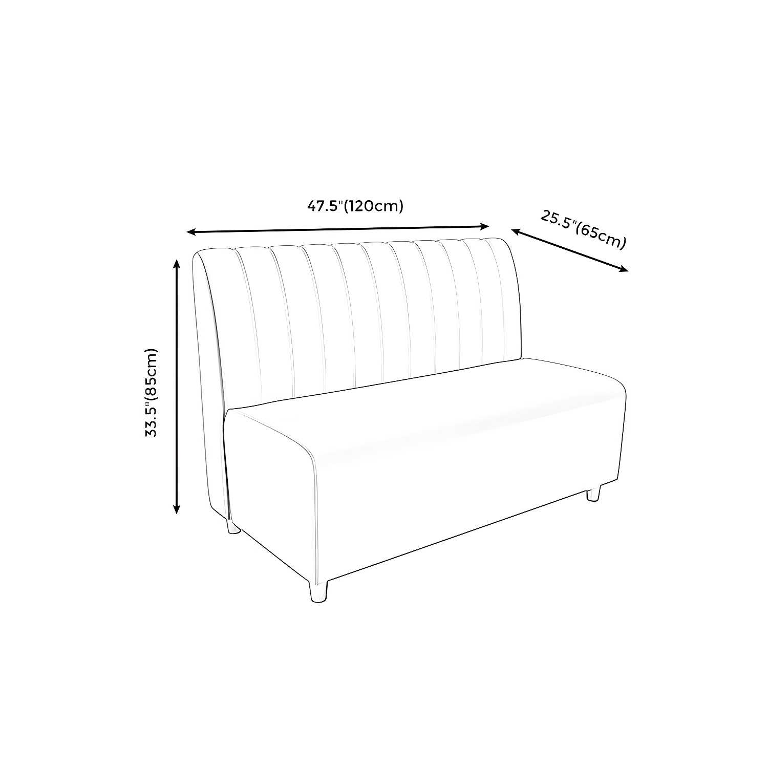 47.27"D x 25.59"W x 33.46"H Contemporary Glam 2-seat Sofa for Restaurant - image 16