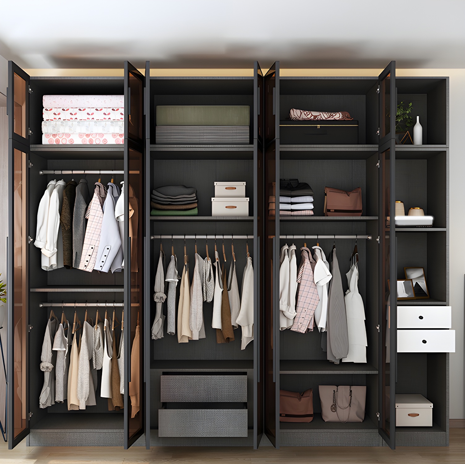 Contemporary Glass Wardrobe Soft Close Door Wardrobe Closet for Bedroom - image 3