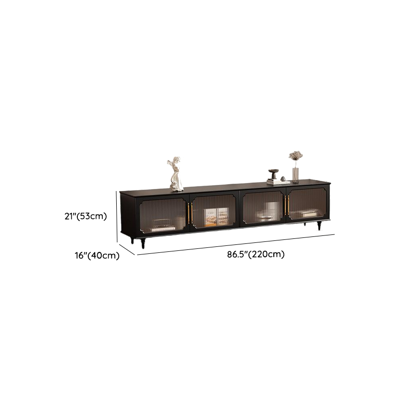 Black Art Deco Wooden TV Stand with Shelf, 4 Drawers, 2 Cabinets, and Cable Management - image 8