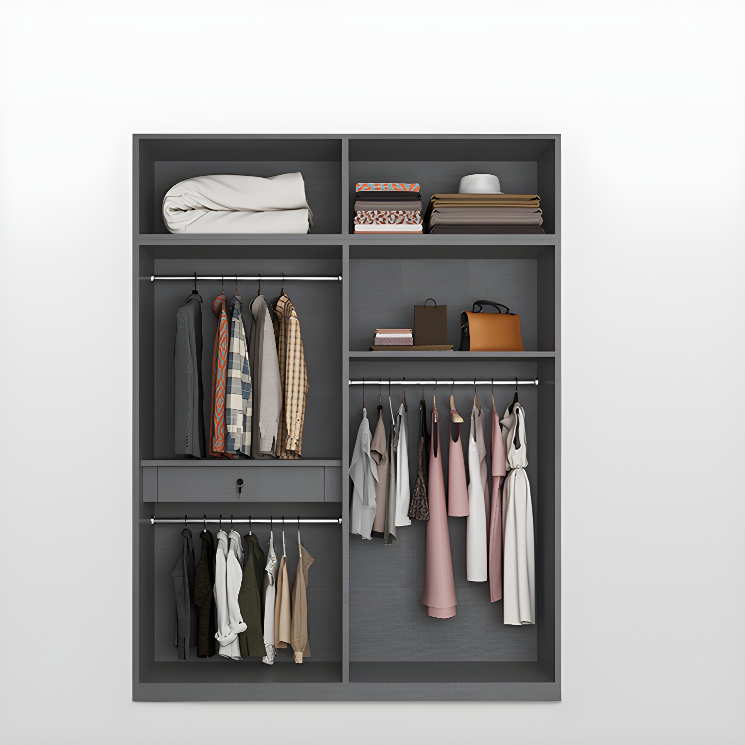 Modern Glass Wardrobe Cloth Rod Included Wardrobe Closet without Light - image 6