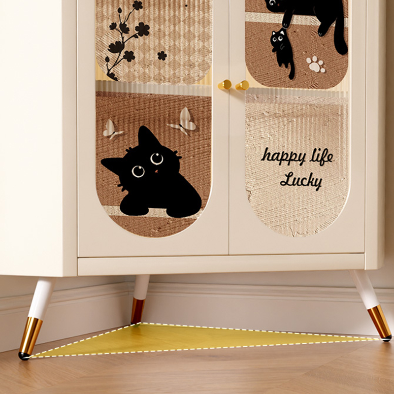 Modern Simple Style Nook Accent Cabinet with Closet, Metal Countertop, Glazed Door, Cabinet Knobs in Chalk - image 7