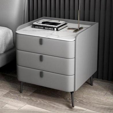 Modern Wooden 3-Drawer Nightstand Stone Countertop with Legs Partial Assembly Required - image 8