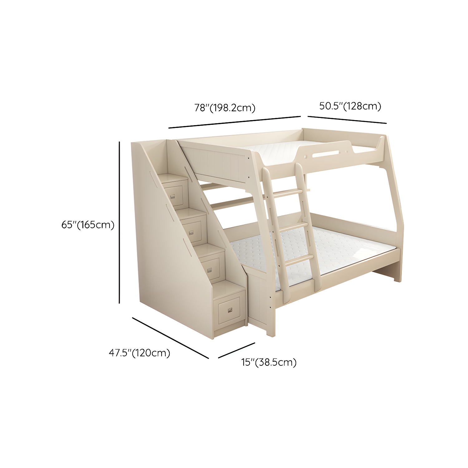 Solid Color Wood Bunk Bed Modern No Distressing Mattress Included Bunk Bed - image 14