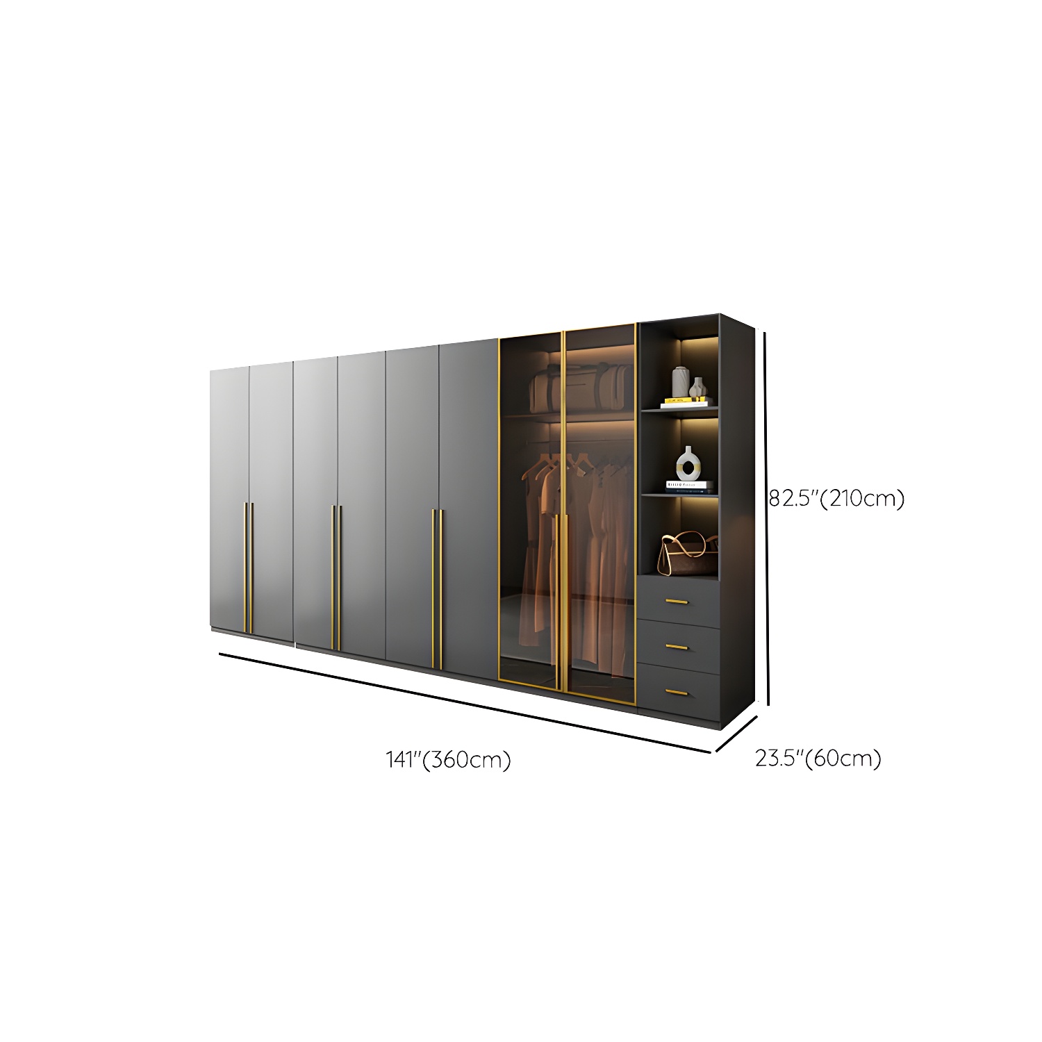 Modern Glass Wardrobe Wardrobe Armoire Wardrobe Cabinet for Home - image 24