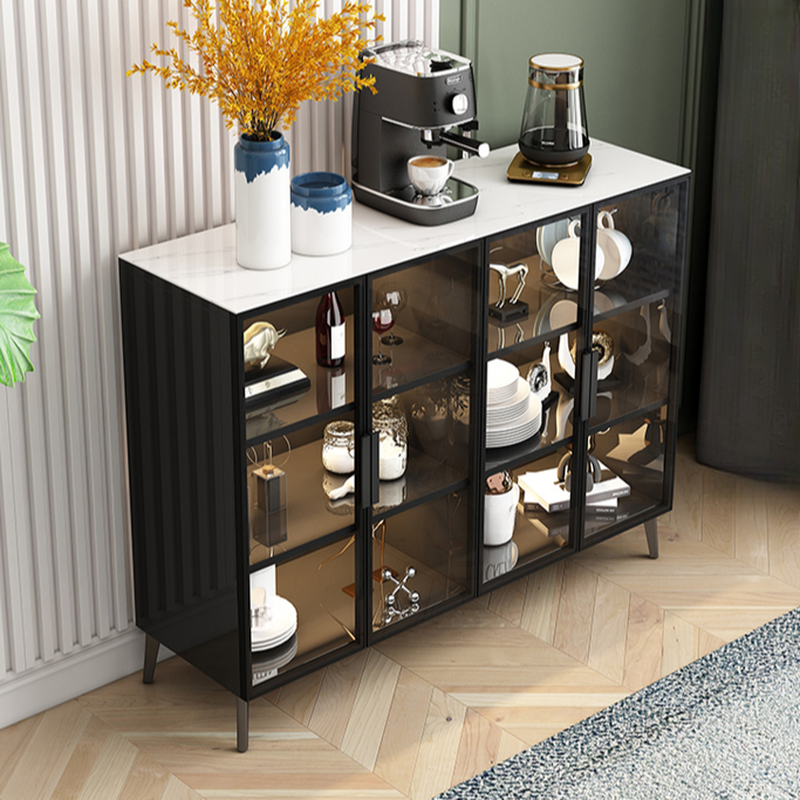 Coal Art Deco Sideboard with Locker, Standard/Narrow Size, Three Internal Shelves, and Glass Doors - image 3