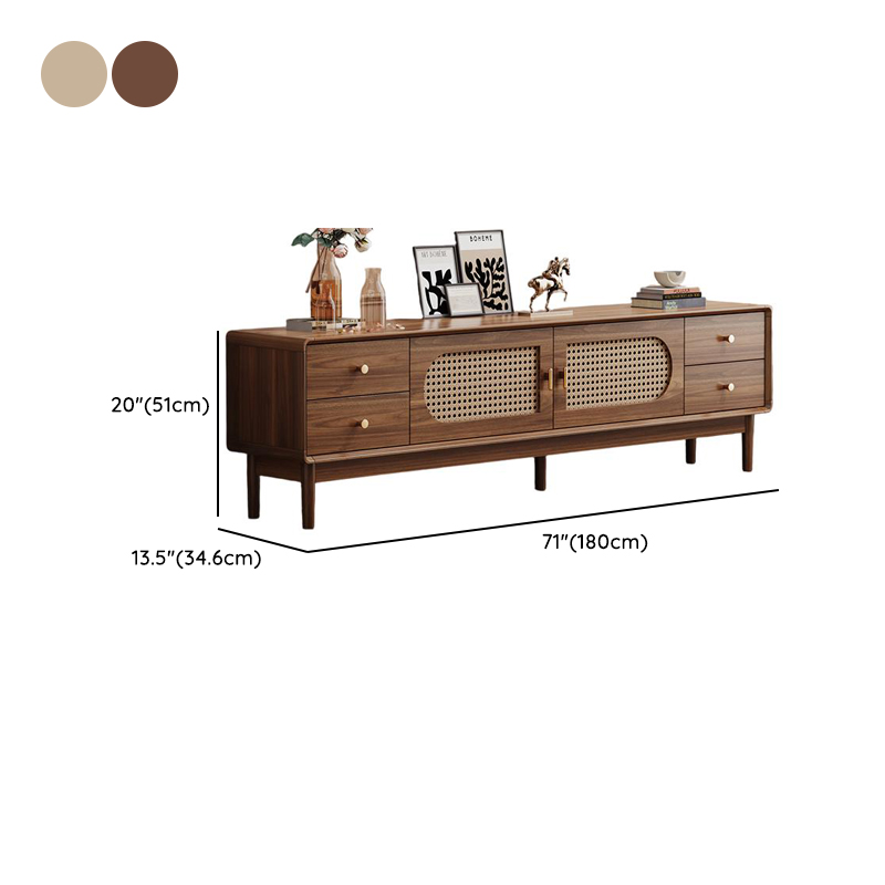 Solid+Engineered Wood TV Stand with 4 Drawers, 2 Cabinets, Cable Management, and Variable Shelf - image 11