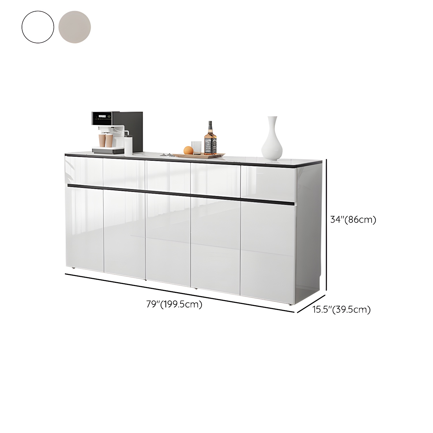 Contemporary Glass Top Sideboard Cabinet with Drawer for Living Room - image 22
