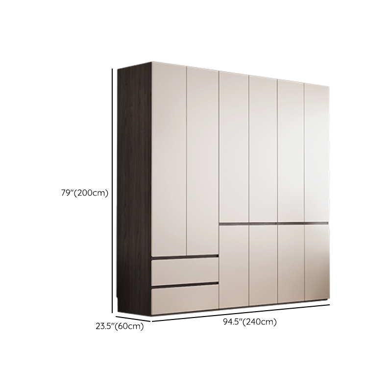 White Minimalist Manufactured Wood Independent Wardrobe Closet with Soft Close Drawer, Soft Close Door, and Interior Shelves - image 15