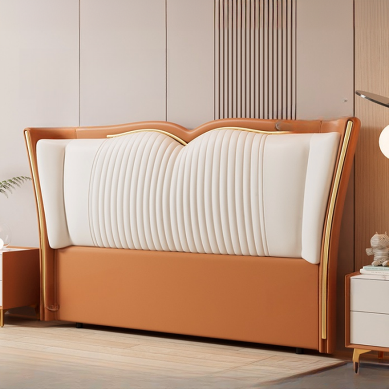 Modern Simple Style Wingback Headboard in Natural Wood for King/Queen/Full Bed with No Distressing, Sponge Upholstery, Free-standing Standard Height - image 6