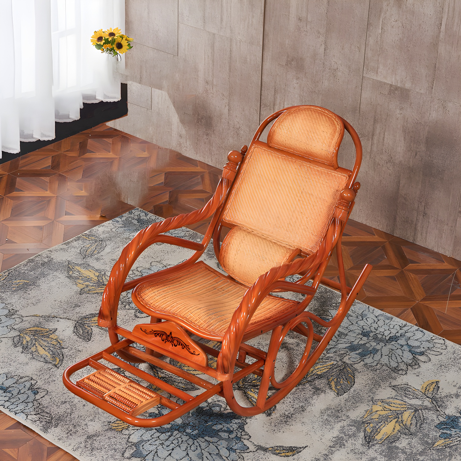 Mid Century Modern Recliner Chair Rattan/Wicker Recliner Chair for Living Room - image 3