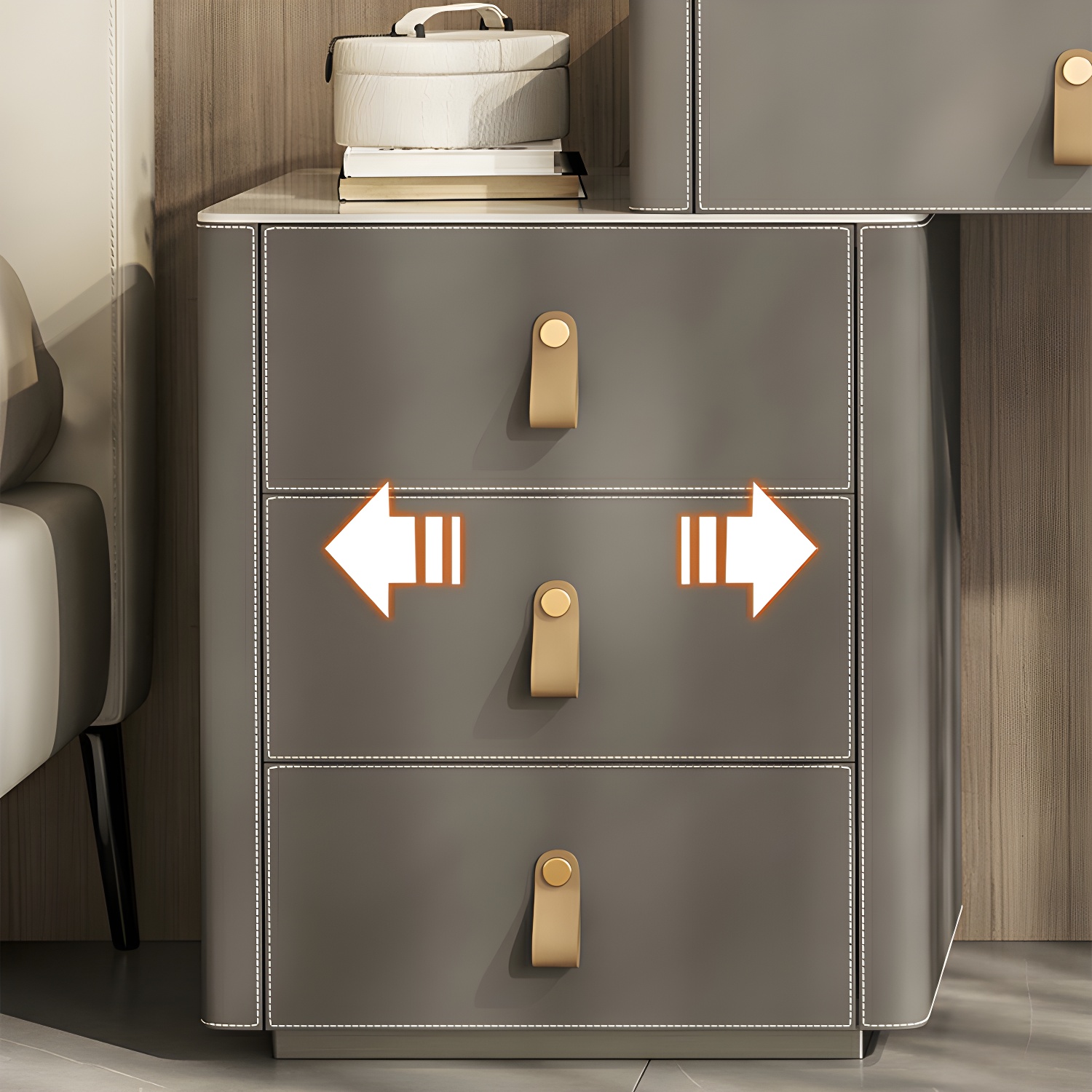 Contemporary 5-Drawer Wood Frame Slate Top Makeup Vanity Desk Table in Gray - image 7