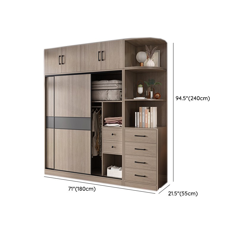 Rustic Brown Self-supporting Armoire Cabinet Pine with Shelves - image 30