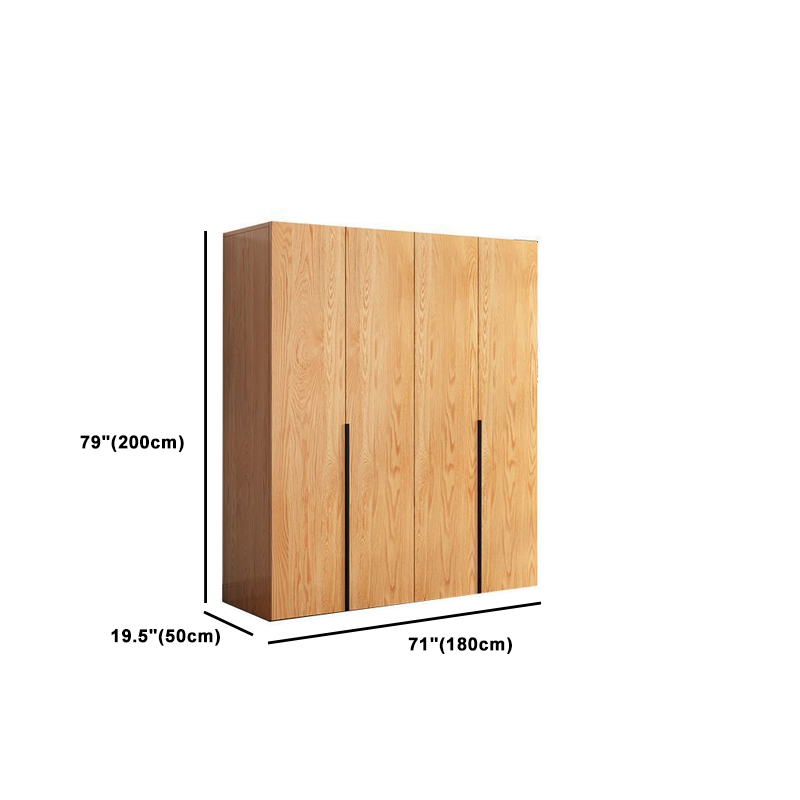 Natural Wood Freestanding Wardrobe Closet with Natural Doors - image 15