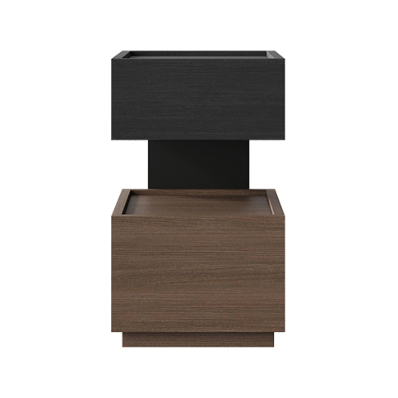 Organic Modern 2 Tiers Nightstand With Drawer Organization, 2 Shelves, Real Wood Countertop, and Illuminating Feature