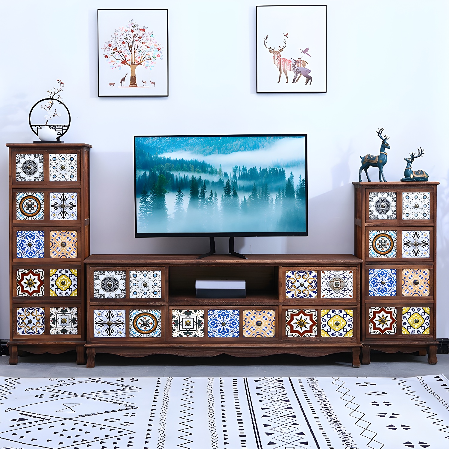 Mid-century Modern 22.83"H Solid Wood TV Media Console with Drawers - image 7