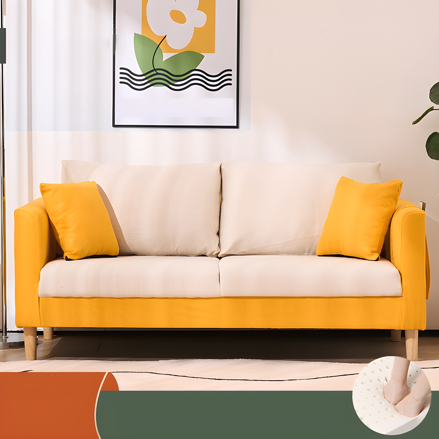 21.25" High Sofa with 2 Pillows Velvet Tuxedo Arm Sofa with Storage - image 11