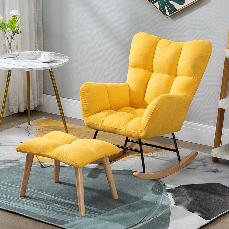 Contemporary Alloy Cushioned Living Room Rocking Chair 2 Piece Set with Footstool & Recessed Arm - image 25