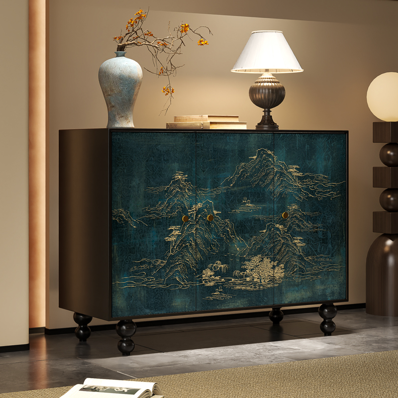 Trendy Rectangle Standalone Accent Cabinet in Ink with Manufactured Wood and Cabinet Knobs