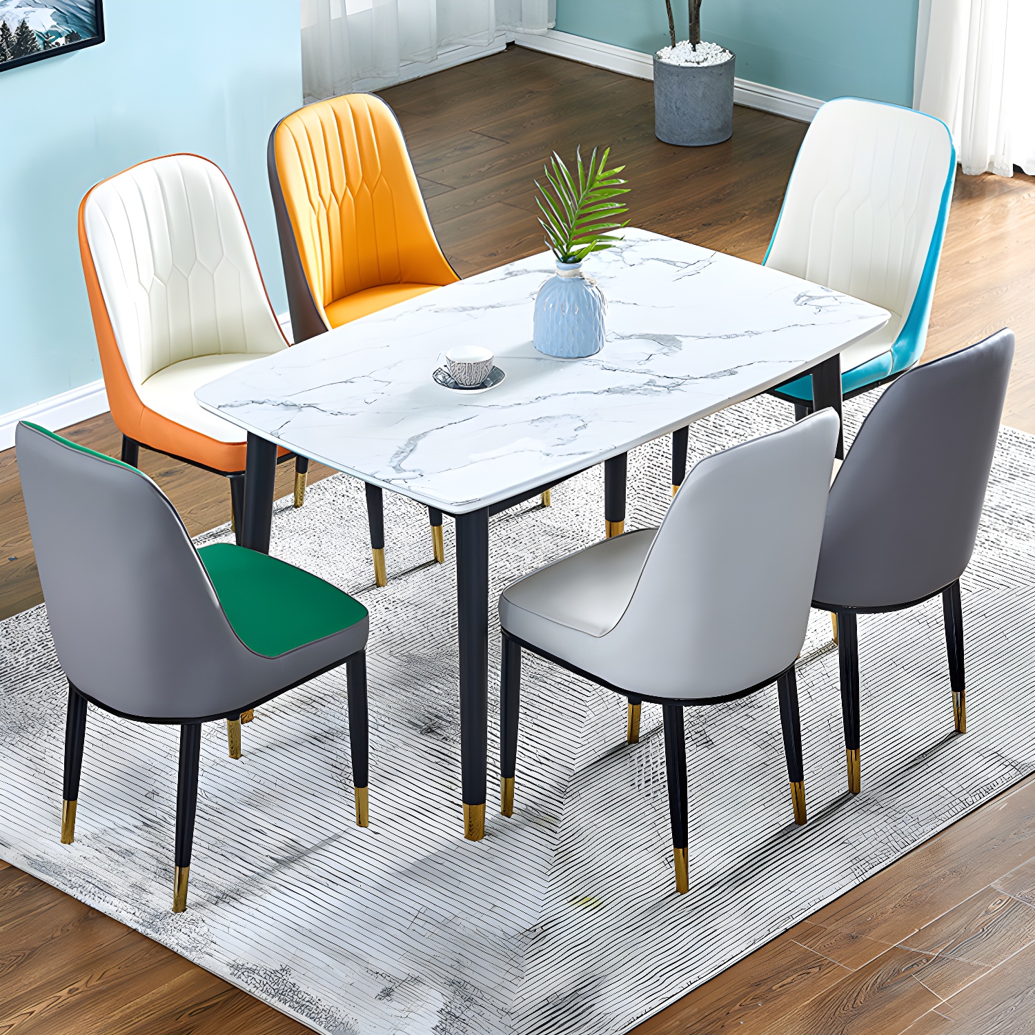 Metal Base Indoor Chair 18'' Wide Parsons Leather Chair for Restaurant - image 20