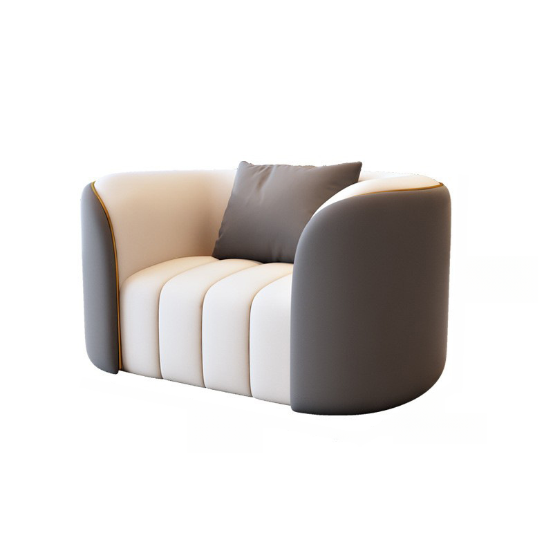 Trendy Grey/Ivory Solid Color 3-seater/for 2/1 Person Floor Sofa/Loveseat/Single Sofa with Tuxedo Arm for Sitting Room