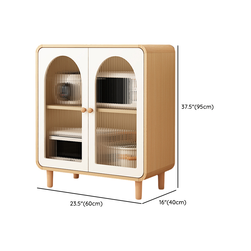Scandinavian Wood Buffet 3 Cabinet Doors with Glass Interior Shelves - image 19