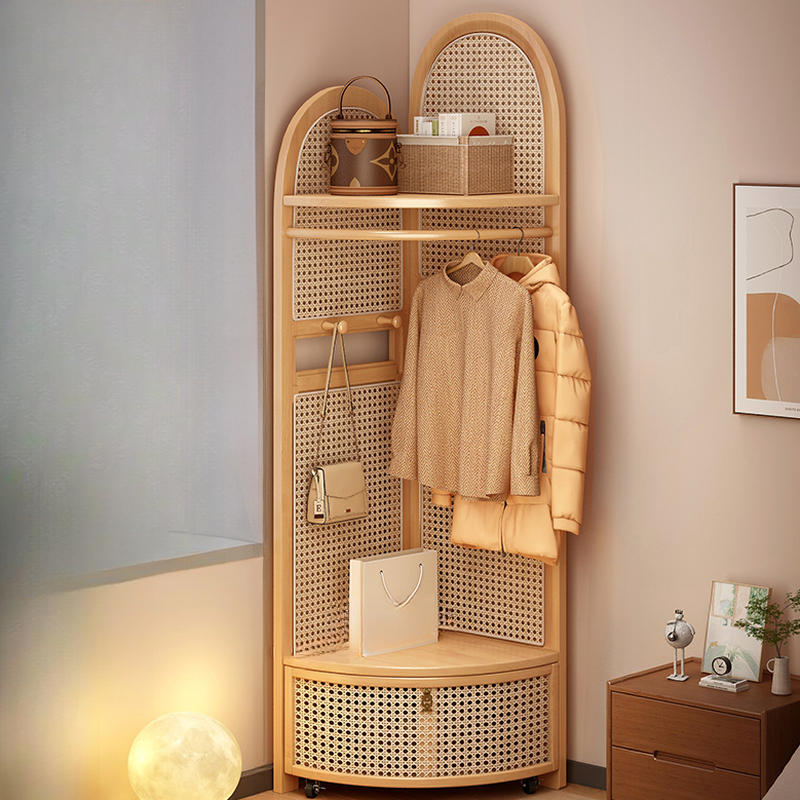 Modern Simple Nook Accent Cabinet with 2 Exterior Shelves, Storage Basket, and Midnight Black/Sepia Top