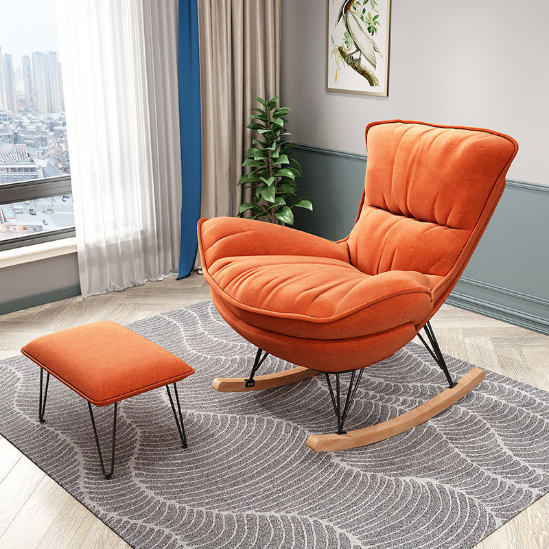 Indulgent Modern Upholstered Rocking Chair with Ottoman Perfect for Relaxation in Natural Wood Tone - image 9